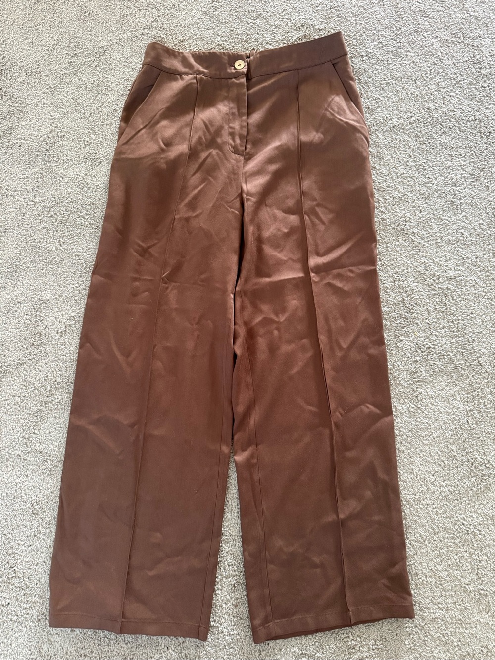 Saint + Sofia wide leg brown trousers, size 8